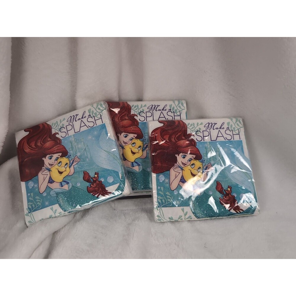 Lot Of 3 Disney Ariel Make A Splash Napkins 16ct Per Package - Designware